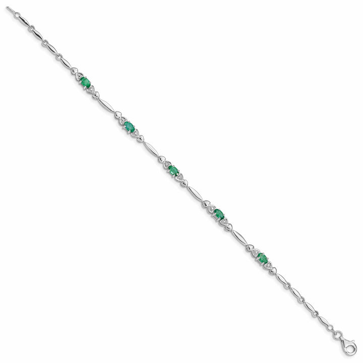 Lovely Rita's Bracelets Silver Polished Finish Emerald Diamond Bracelet