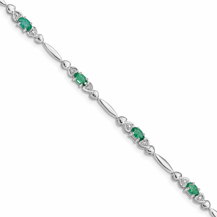 Lovely Rita's Bracelets Silver Polished Finish Emerald Diamond Bracelet