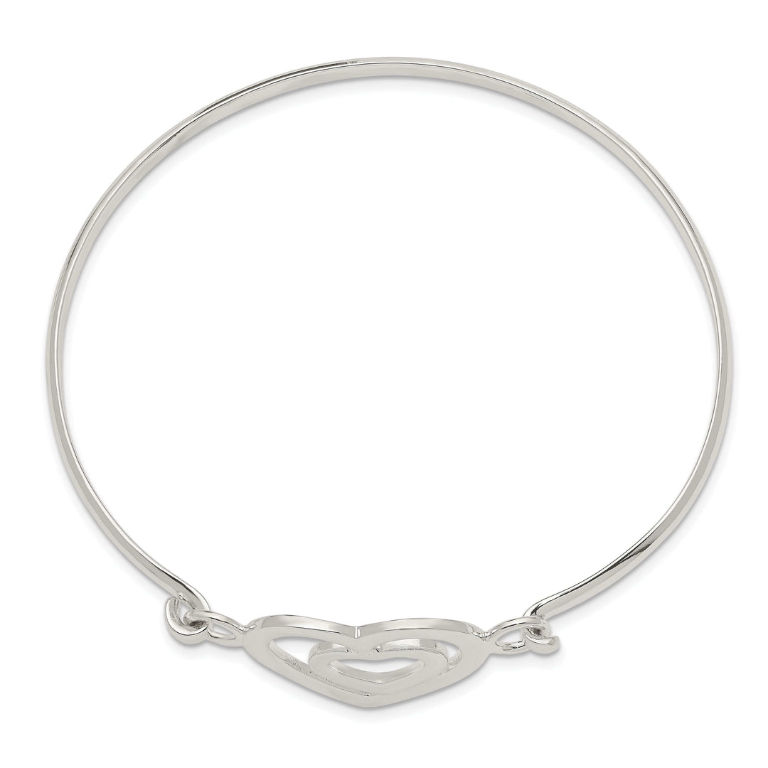 Lovely Rita's Bracelets Silver Polished Finish Flexible Heart Bangle
