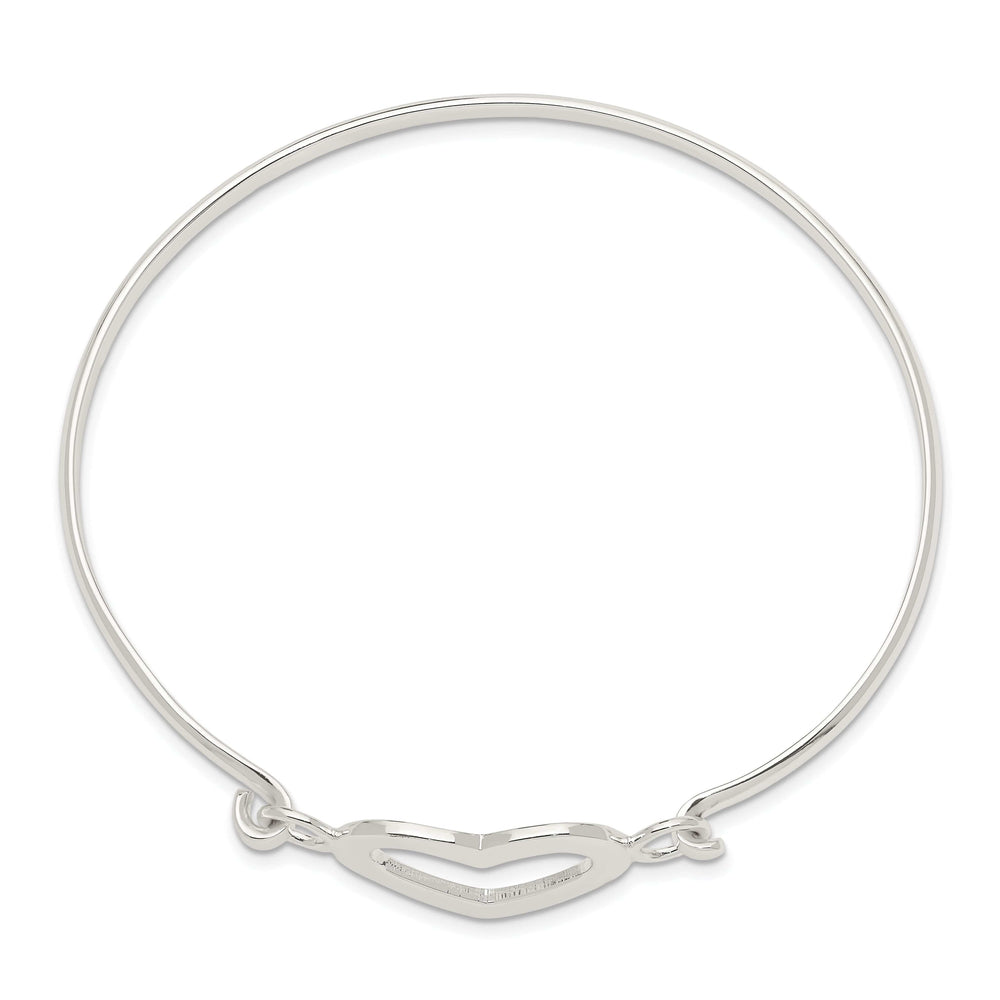 Lovely Rita's Bracelets Silver Polished Finish Flexible Heart Bangle