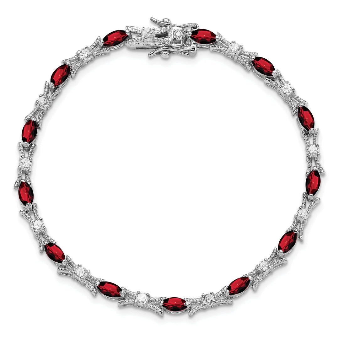 Lovely Rita's Bracelets Silver Polished Finish Garnet and C.Z Bracelet