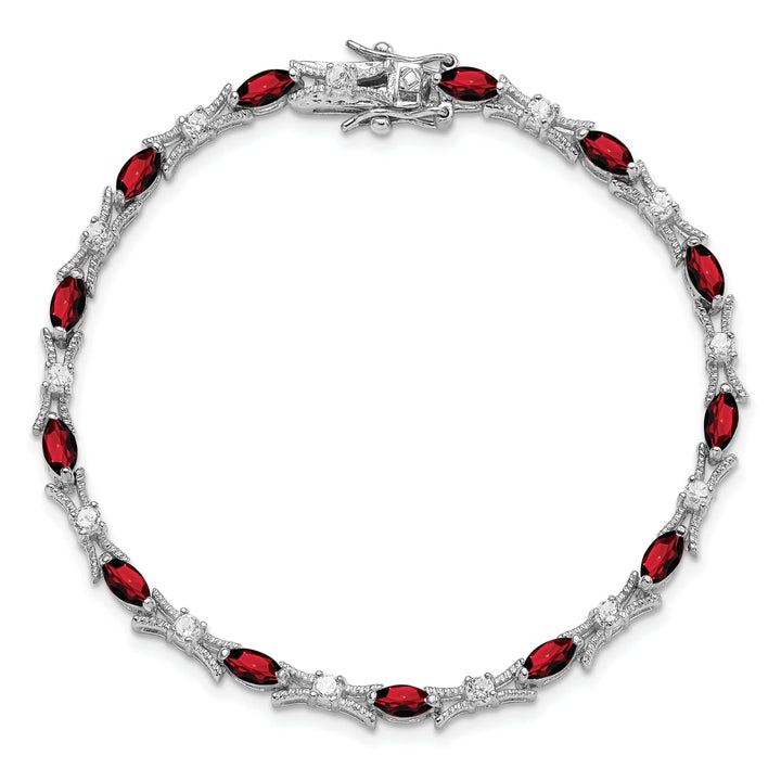 Lovely Rita's Bracelets Silver Polished Finish Garnet and C.Z Bracelet