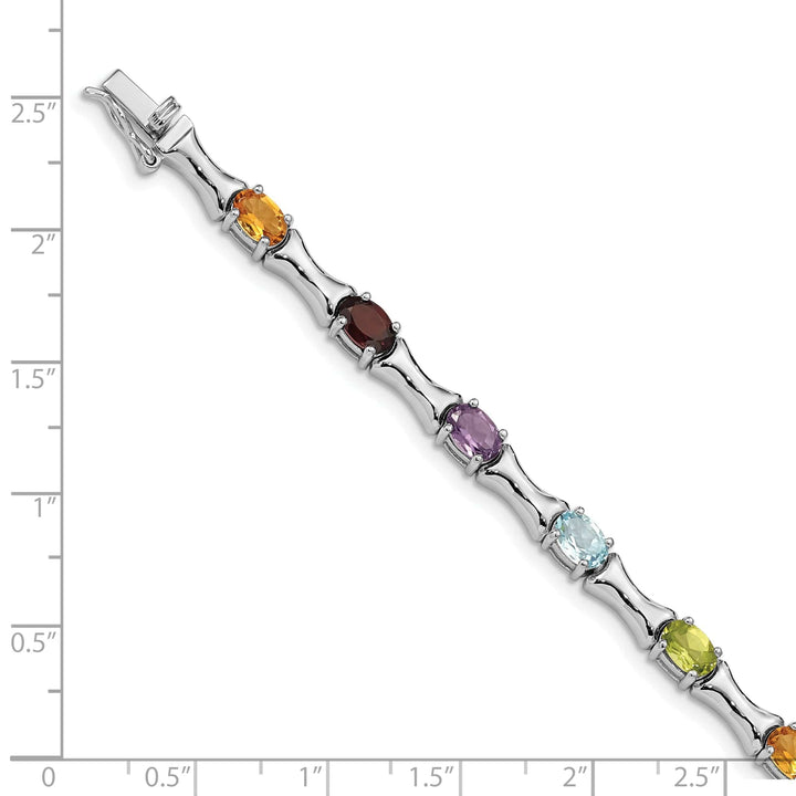 Lovely Rita's Bracelets Silver Polished Finish Multi Gemstone Bracelet