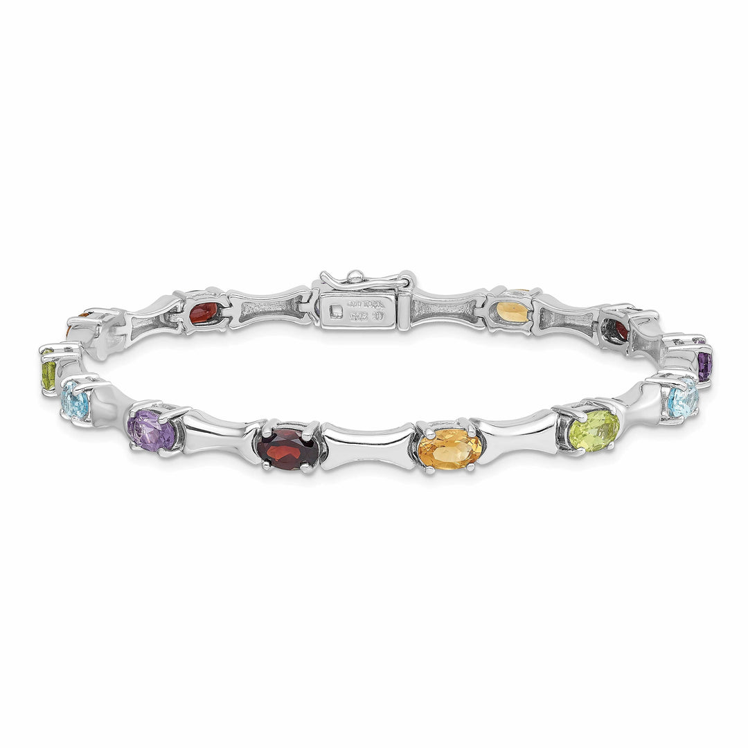 Lovely Rita's Bracelets Silver Polished Finish Multi Gemstone Bracelet