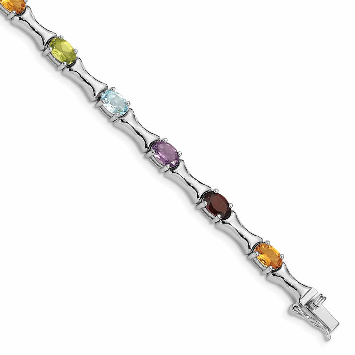 Lovely Rita's Bracelets Silver Polished Finish Multi Gemstone Bracelet