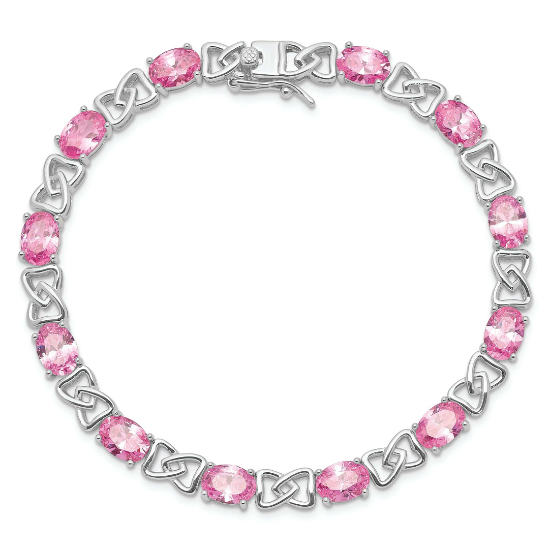 Lovely Rita's Bracelets Silver Polished Finish Pink C.Z Bracelet