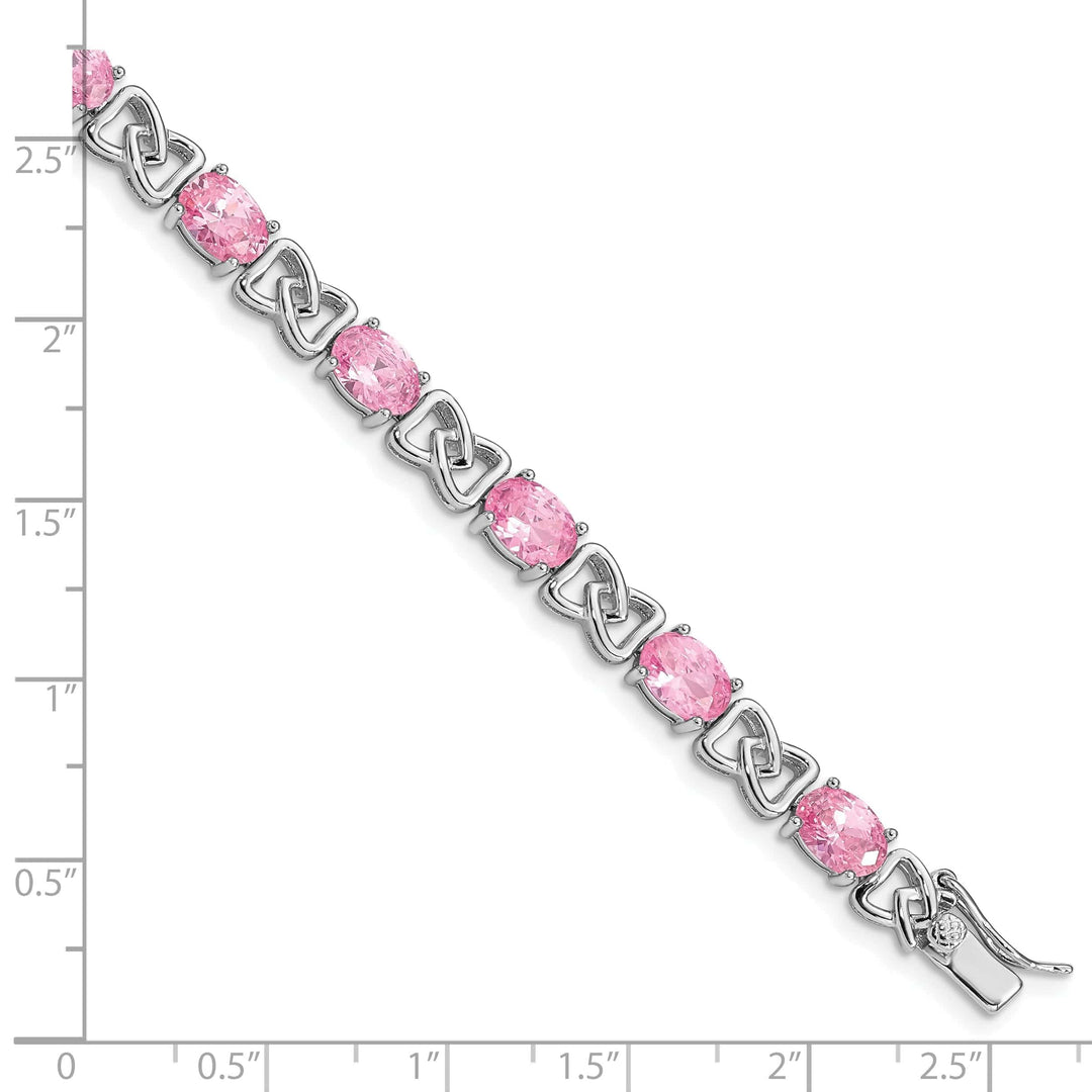 Lovely Rita's Bracelets Silver Polished Finish Pink C.Z Bracelet