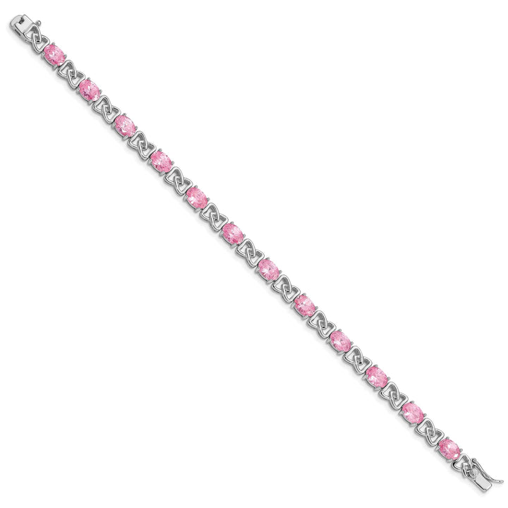 Lovely Rita's Bracelets Silver Polished Finish Pink C.Z Bracelet