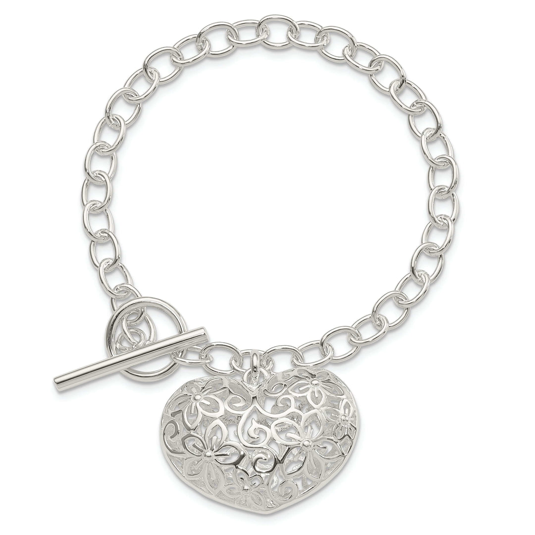 Lovely Rita's Bracelets Silver Polished Finish Puffed Heart Bracelet
