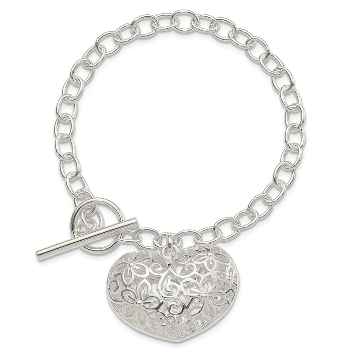 Lovely Rita's Bracelets Silver Polished Finish Puffed Heart Bracelet