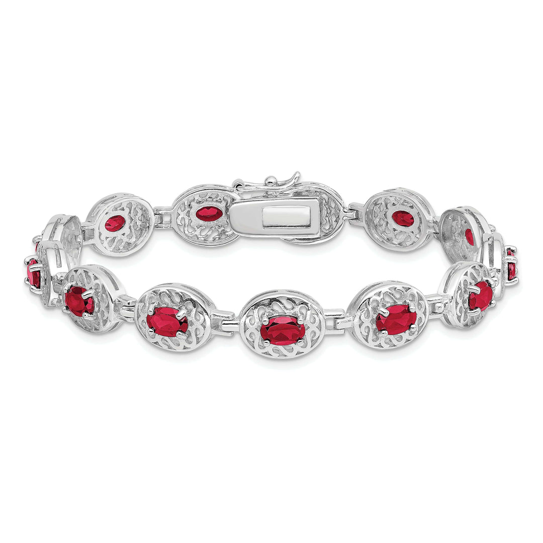 Lovely Rita's Bracelets Silver Polished Finish Rhodium Ruby Bracelet