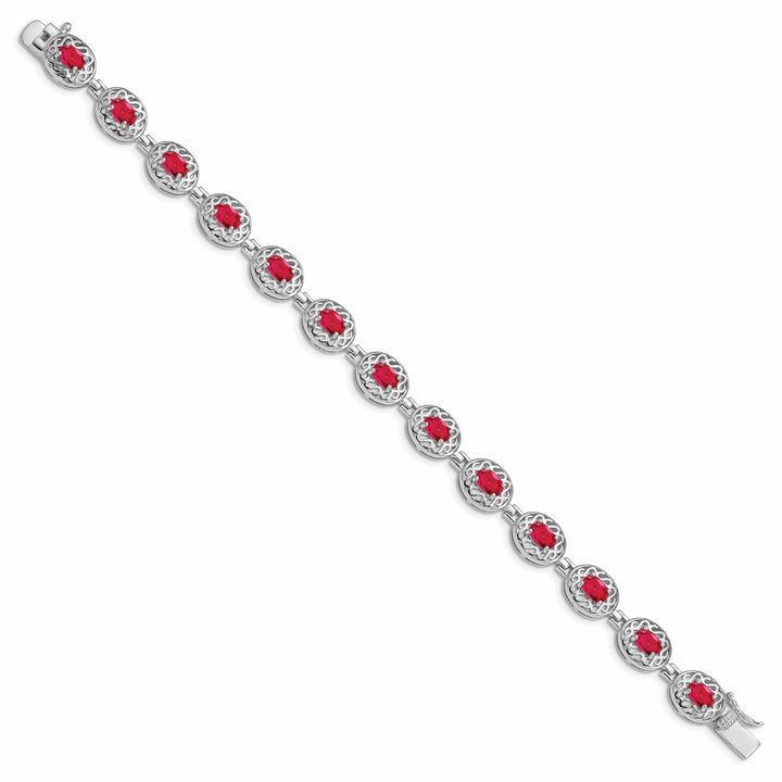 Lovely Rita's Bracelets Silver Polished Finish Rhodium Ruby Bracelet