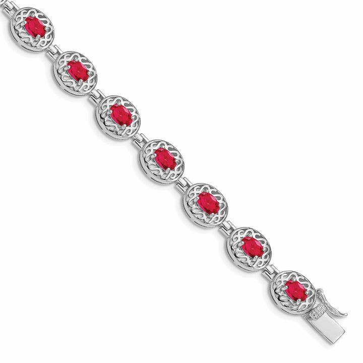 Lovely Rita's Bracelets Silver Polished Finish Rhodium Ruby Bracelet