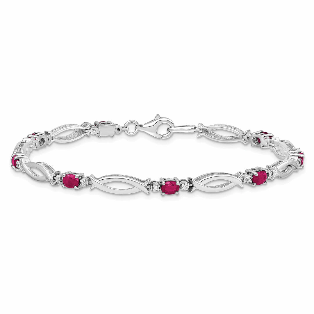 Lovely Rita's Bracelets Silver Polished Finish Ruby Diamond Bracelet