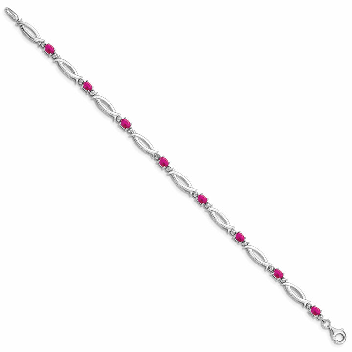 Lovely Rita's Bracelets Silver Polished Finish Ruby Diamond Bracelet