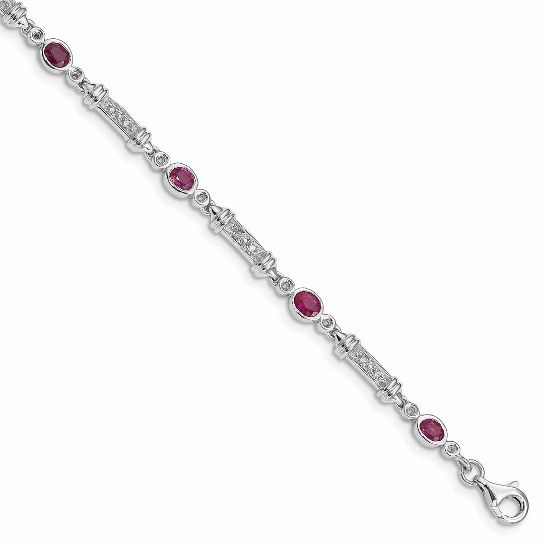 Lovely Rita's Bracelets Silver Polished Finish Ruby Diamond Bracelet