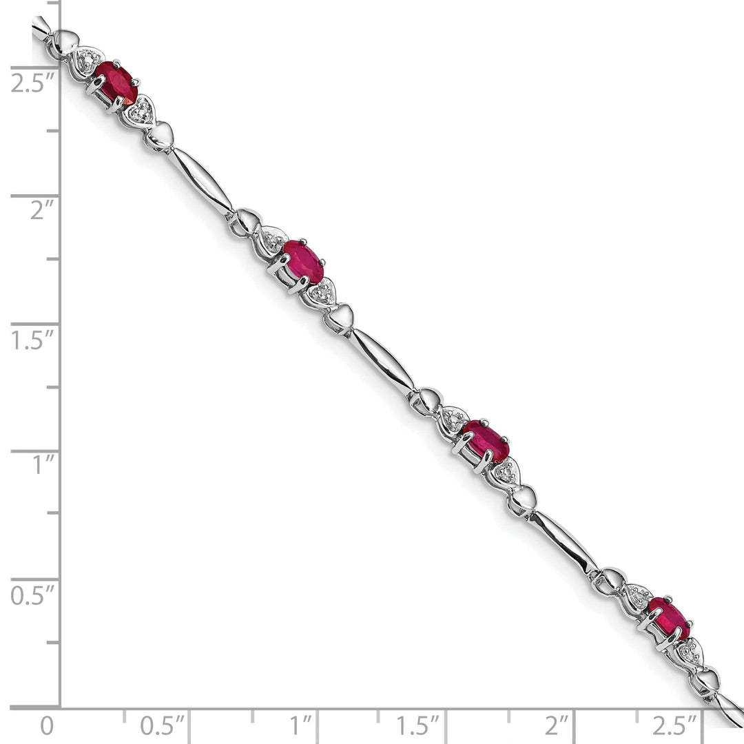 Lovely Rita's Bracelets Silver Polished Finish Ruby Diamond Bracelet
