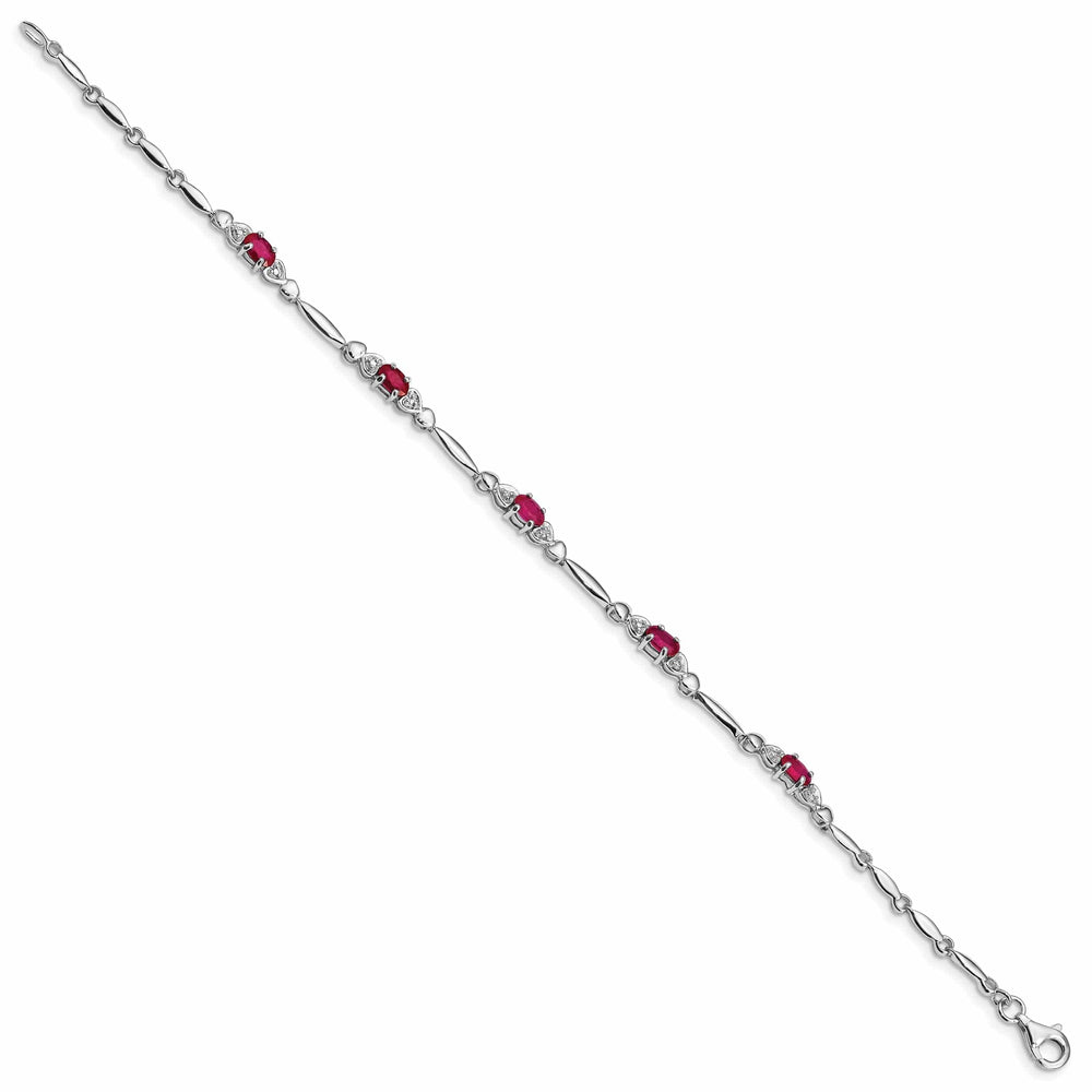 Lovely Rita's Bracelets Silver Polished Finish Ruby Diamond Bracelet