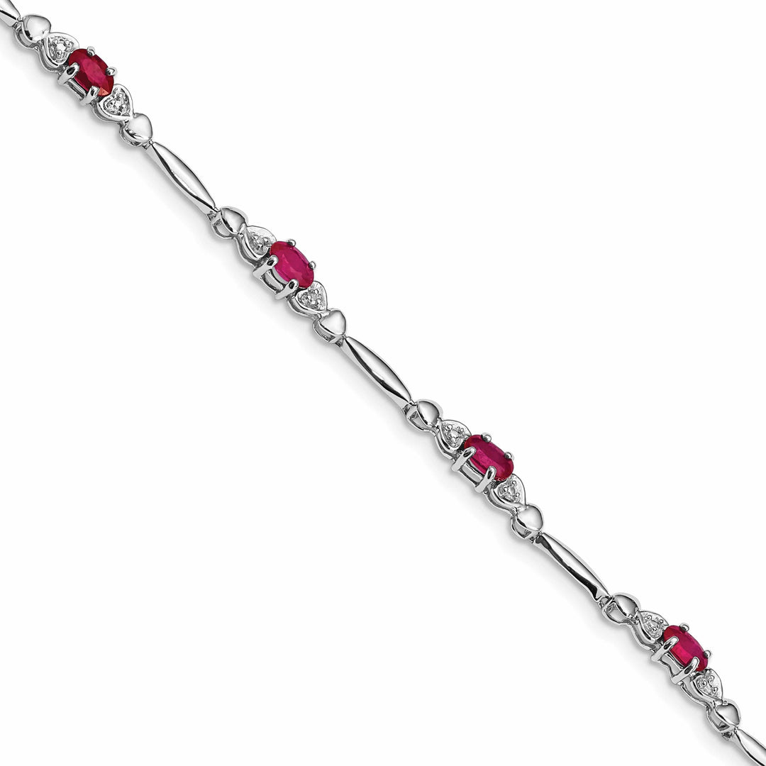 Lovely Rita's Bracelets Silver Polished Finish Ruby Diamond Bracelet