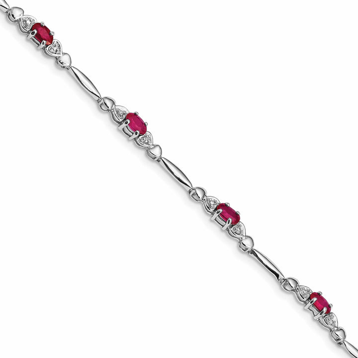 Lovely Rita's Bracelets Silver Polished Finish Ruby Diamond Bracelet