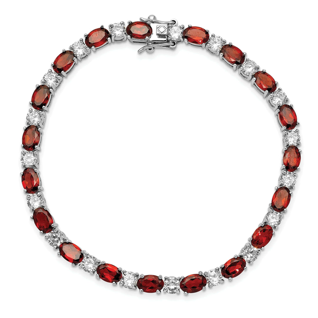 Lovely Rita's Bracelets Silver Polished Garnet Cubic Zirconia Bracelet