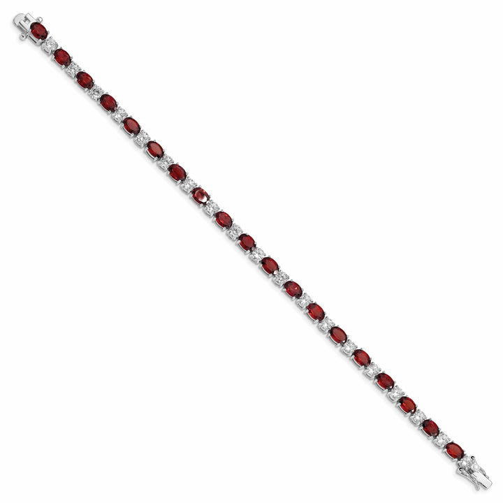 Lovely Rita's Bracelets Silver Polished Garnet Cubic Zirconia Bracelet