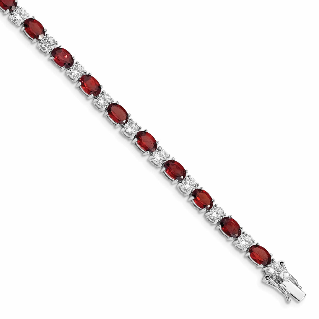 Lovely Rita's Bracelets Silver Polished Garnet Cubic Zirconia Bracelet