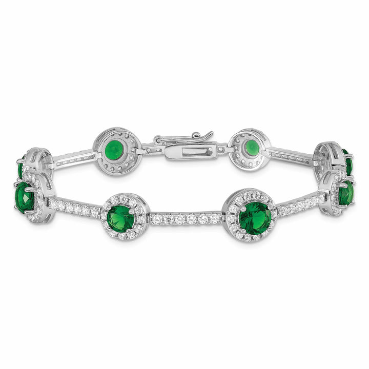 Lovely Rita's Bracelets Silver Polished Green and Clear C.Z Bracelet