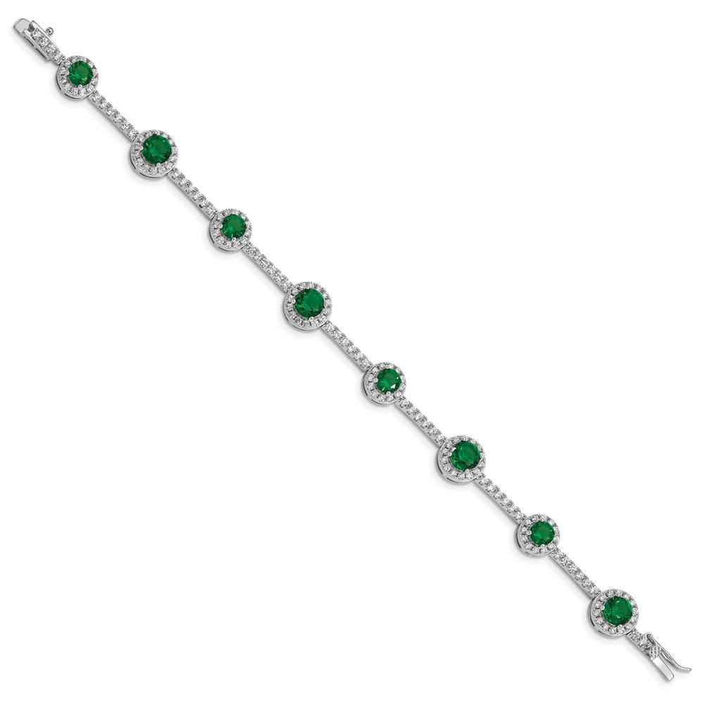 Lovely Rita's Bracelets Silver Polished Green and Clear C.Z Bracelet