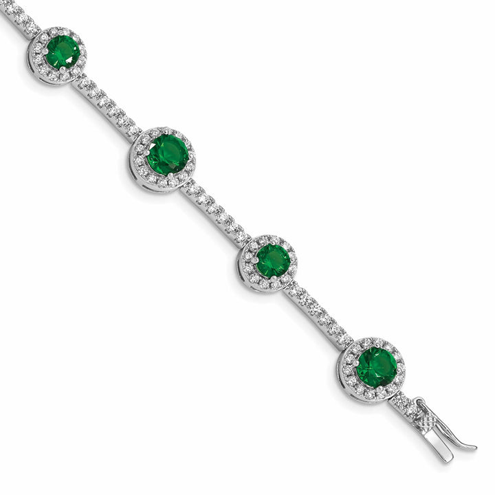 Lovely Rita's Bracelets Silver Polished Green and Clear C.Z Bracelet