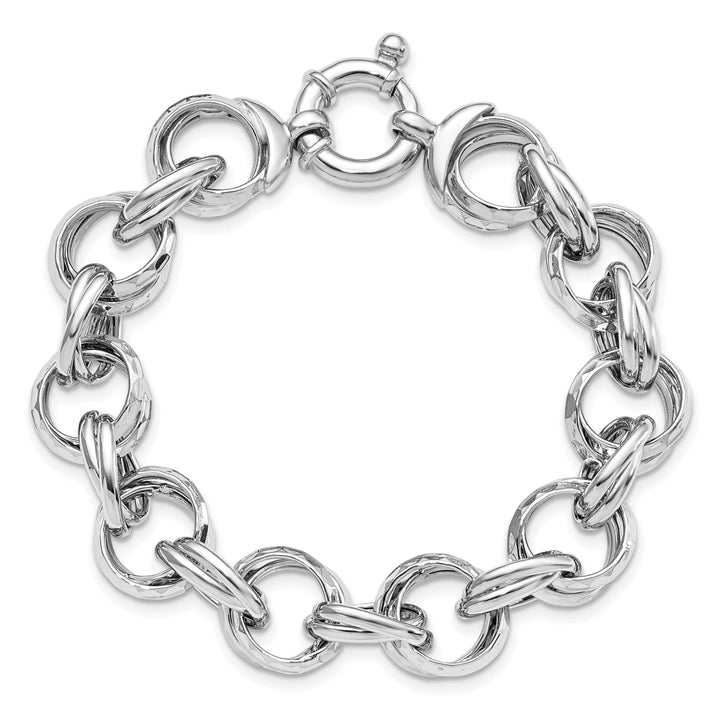 Lovely Rita's Bracelets Silver Polished Hammered Fancy Link Bracelet