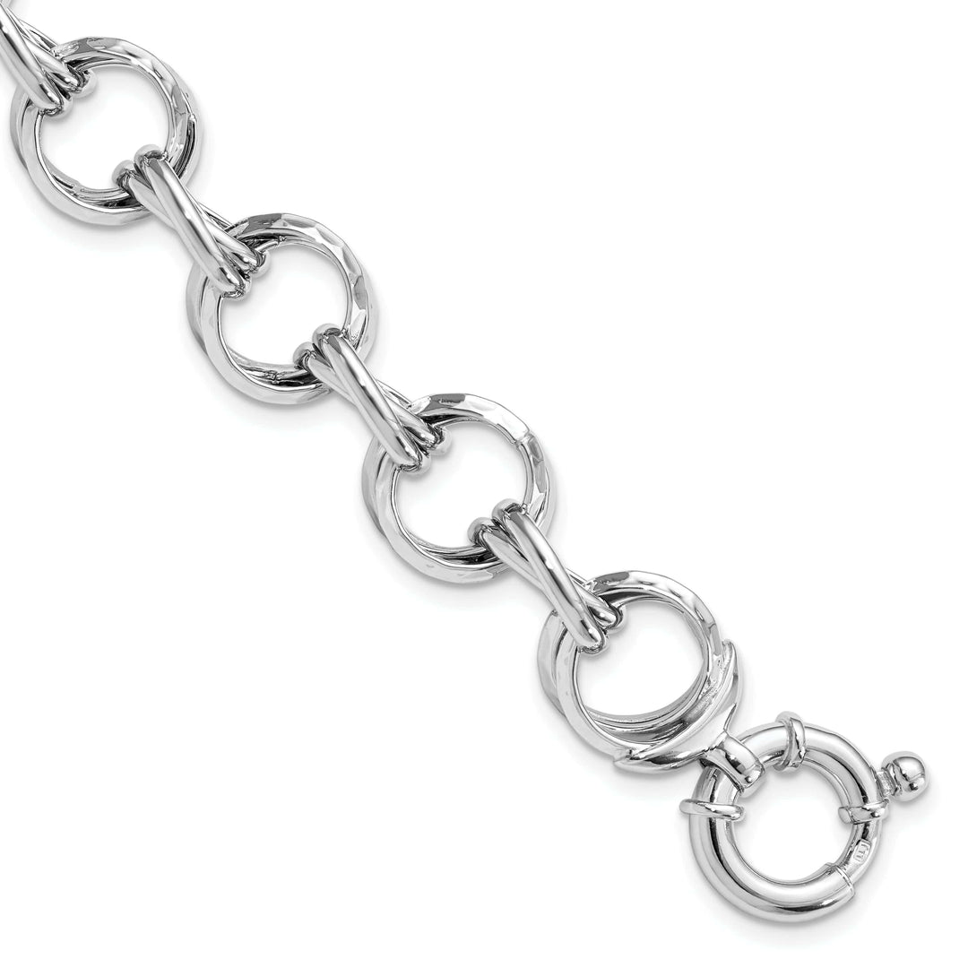 Lovely Rita's Bracelets Silver Polished Hammered Fancy Link Bracelet