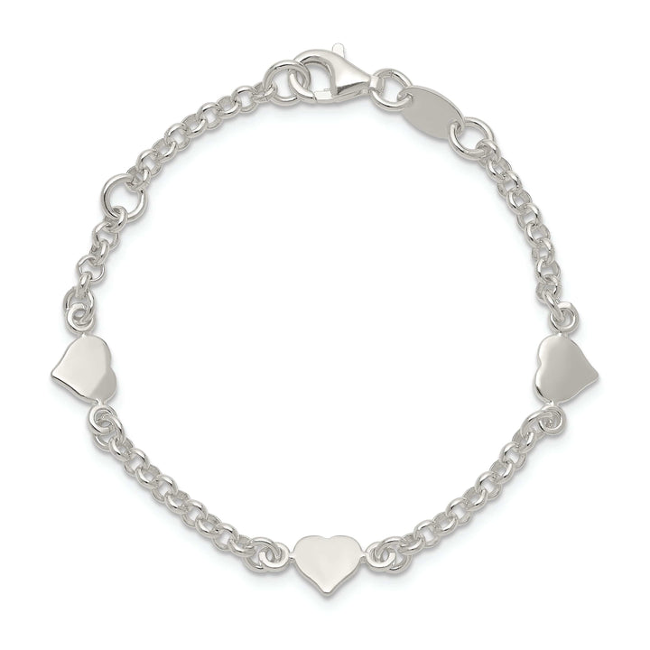 Lovely Rita's Bracelets Silver Polished Hearts Childrens Bracelet