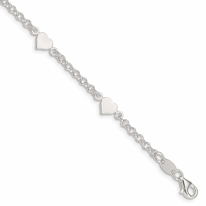 Lovely Rita's Bracelets Silver Polished Hearts Childrens Bracelet
