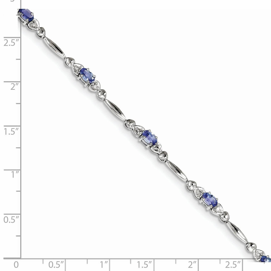 Lovely Rita's Bracelets Silver Polished Oval Tanzanite Diamond Bracelet