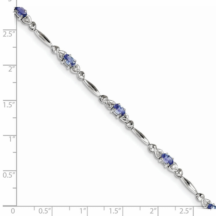Lovely Rita's Bracelets Silver Polished Oval Tanzanite Diamond Bracelet