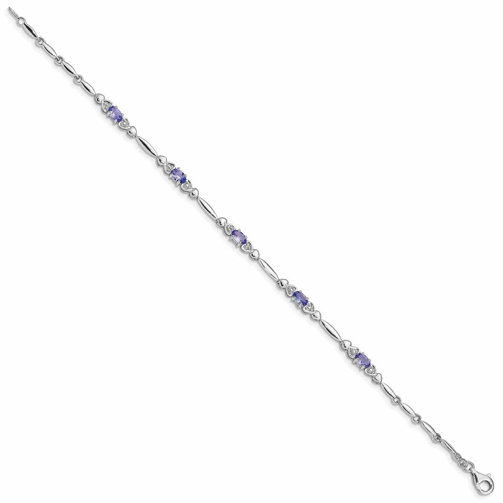 Lovely Rita's Bracelets Silver Polished Oval Tanzanite Diamond Bracelet