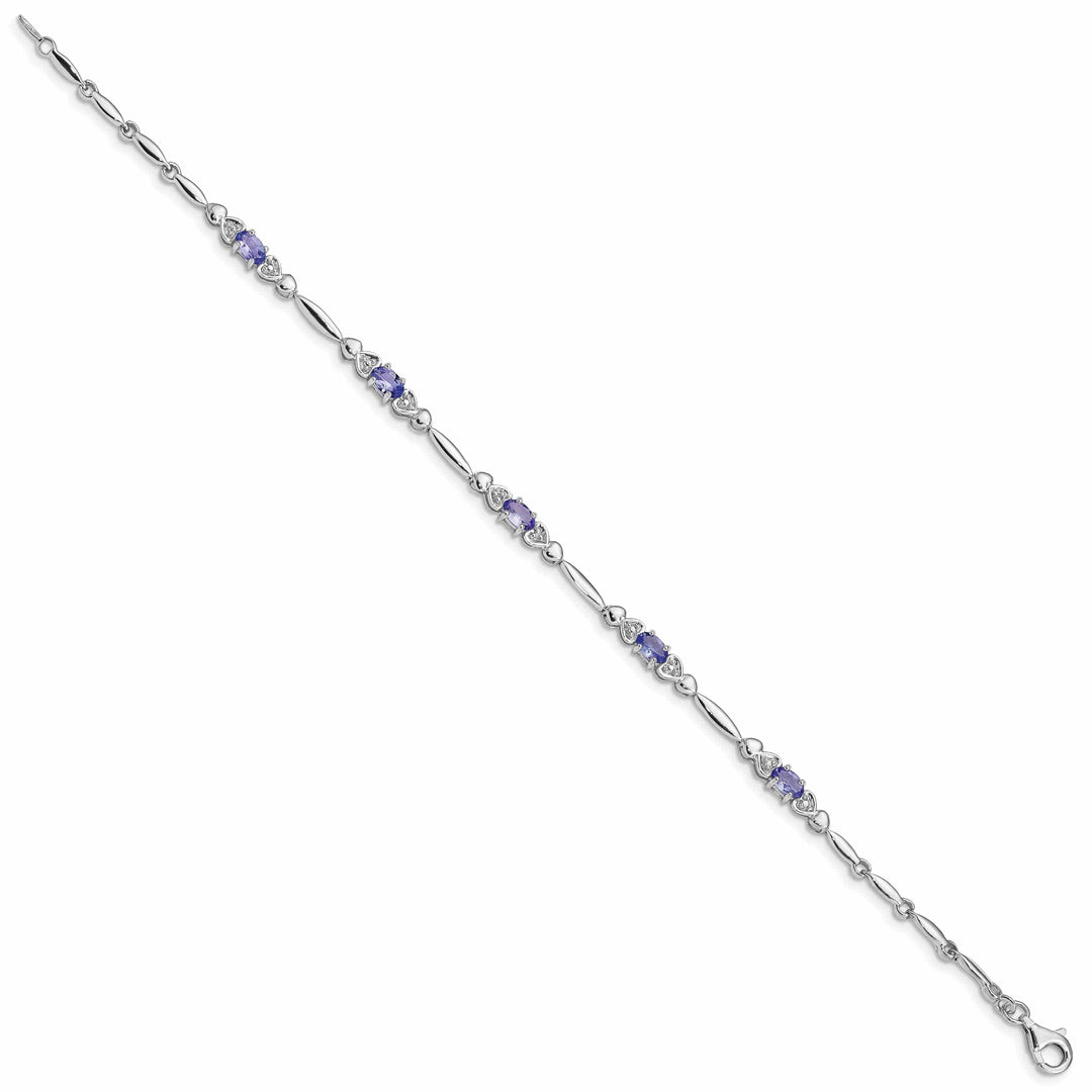 Lovely Rita's Bracelets Silver Polished Oval Tanzanite Diamond Bracelet