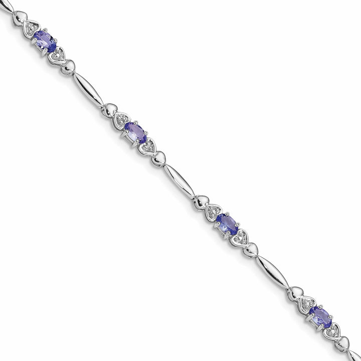 Lovely Rita's Bracelets Silver Polished Oval Tanzanite Diamond Bracelet