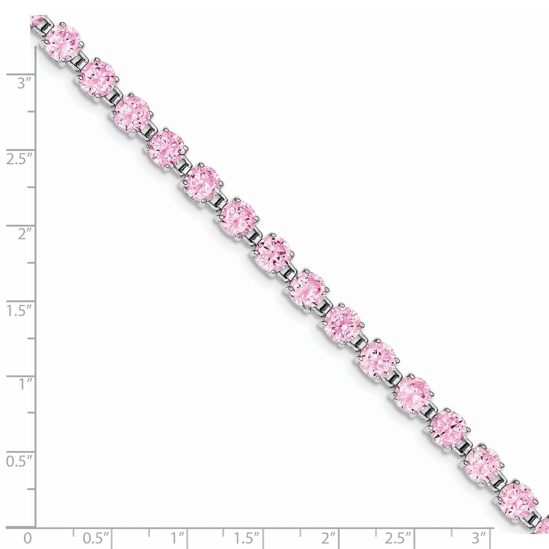 Lovely Rita's Bracelets Silver Polished Pink Cubic Zirconia Bracelet