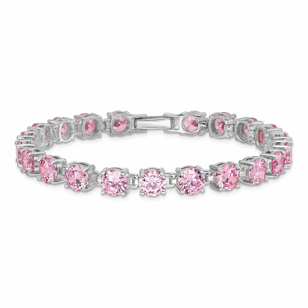 Lovely Rita's Bracelets Silver Polished Pink Cubic Zirconia Bracelet