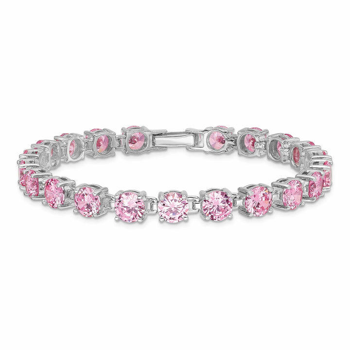 Lovely Rita's Bracelets Silver Polished Pink Cubic Zirconia Bracelet
