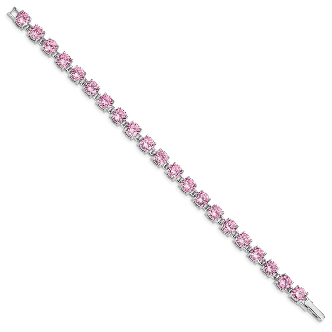 Lovely Rita's Bracelets Silver Polished Pink Cubic Zirconia Bracelet
