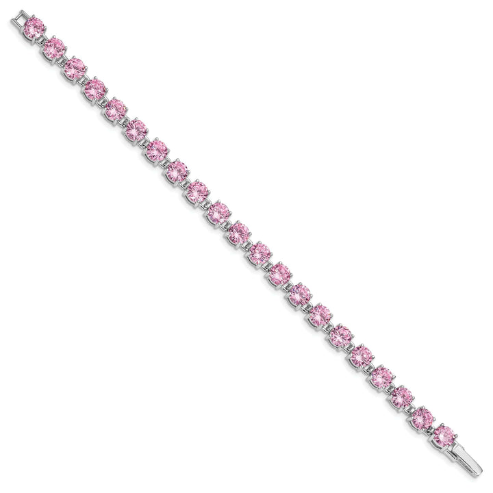 Lovely Rita's Bracelets Silver Polished Pink Cubic Zirconia Bracelet