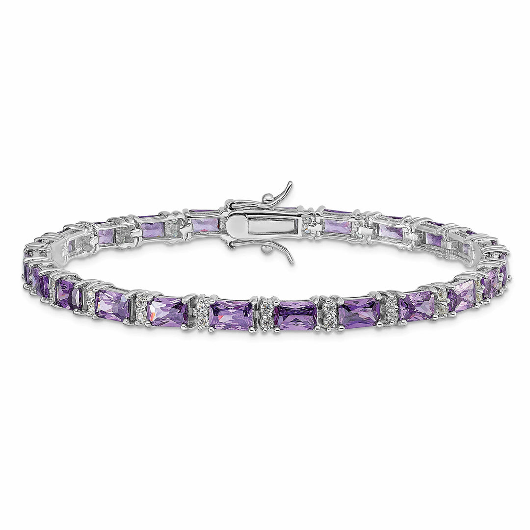 Lovely Rita's Bracelets Silver Polished Purple and Clear C.Z Bracelet
