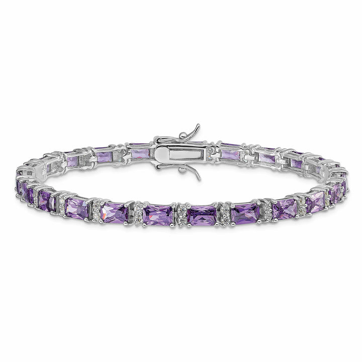 Lovely Rita's Bracelets Silver Polished Purple and Clear C.Z Bracelet
