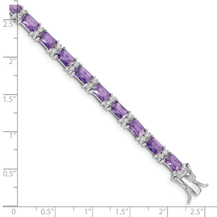 Lovely Rita's Bracelets Silver Polished Purple and Clear C.Z Bracelet