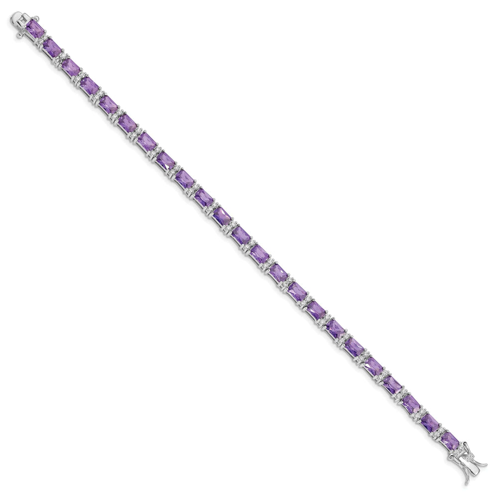 Lovely Rita's Bracelets Silver Polished Purple and Clear C.Z Bracelet