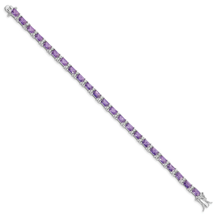 Lovely Rita's Bracelets Silver Polished Purple and Clear C.Z Bracelet