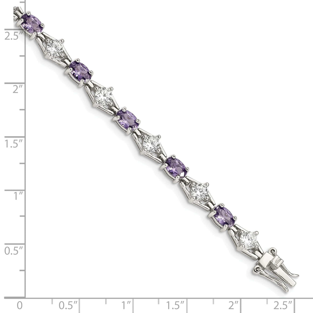 Lovely Rita's Bracelets Silver Polished Purple and Clear C.Z Bracelet